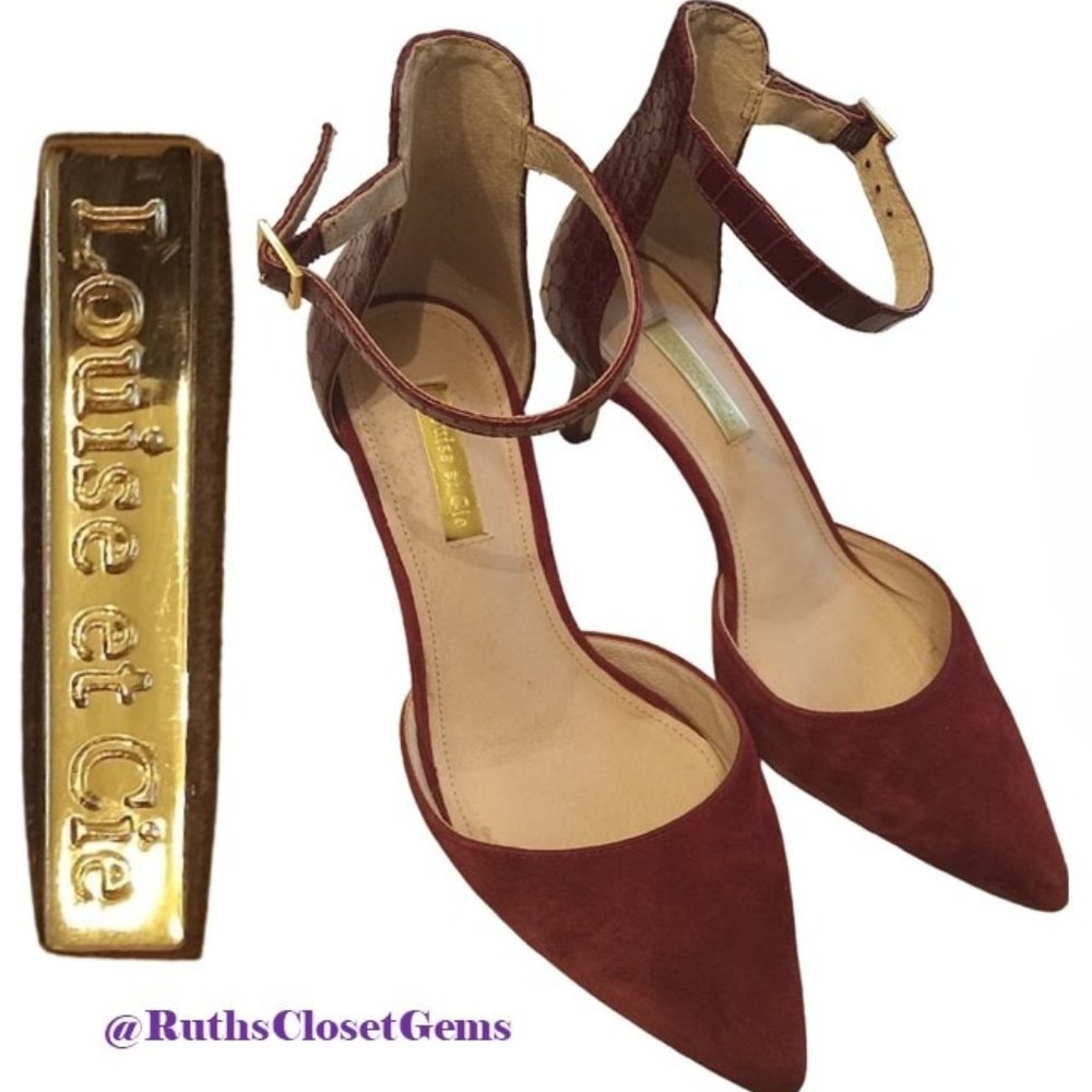 Louise et Cie | Lo Dillon | Leather Suede Maroon Heels | EUC | Size 6M | 36